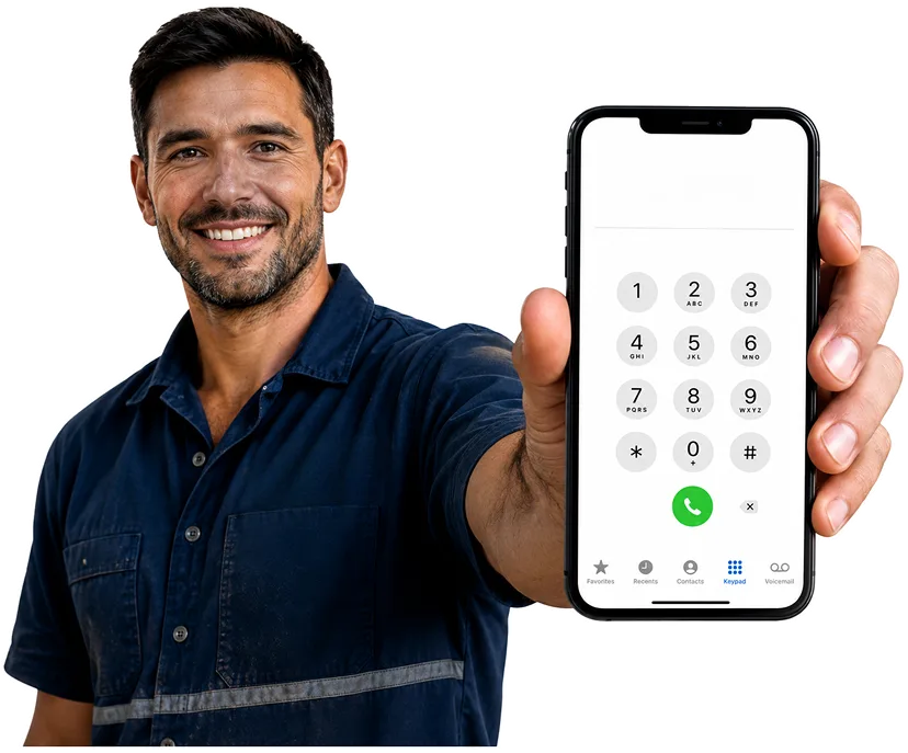 Licensed plumber taking a booking call