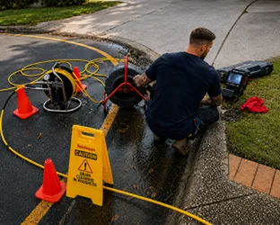 Plumber diagnosing the fault and quoting the work