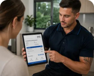Plumber explaining a service estimate in Berowra