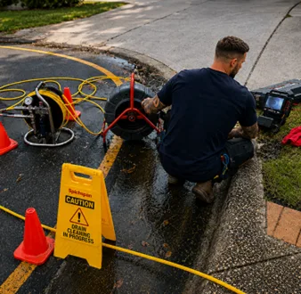 Burst drain pipe being repaired in Berowra