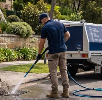 Plumber tracing a drain smell in Berowra